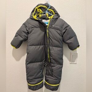 Columbia Charcoal Snowsuit with Fleece Lined Lime Trim 6-12 Months